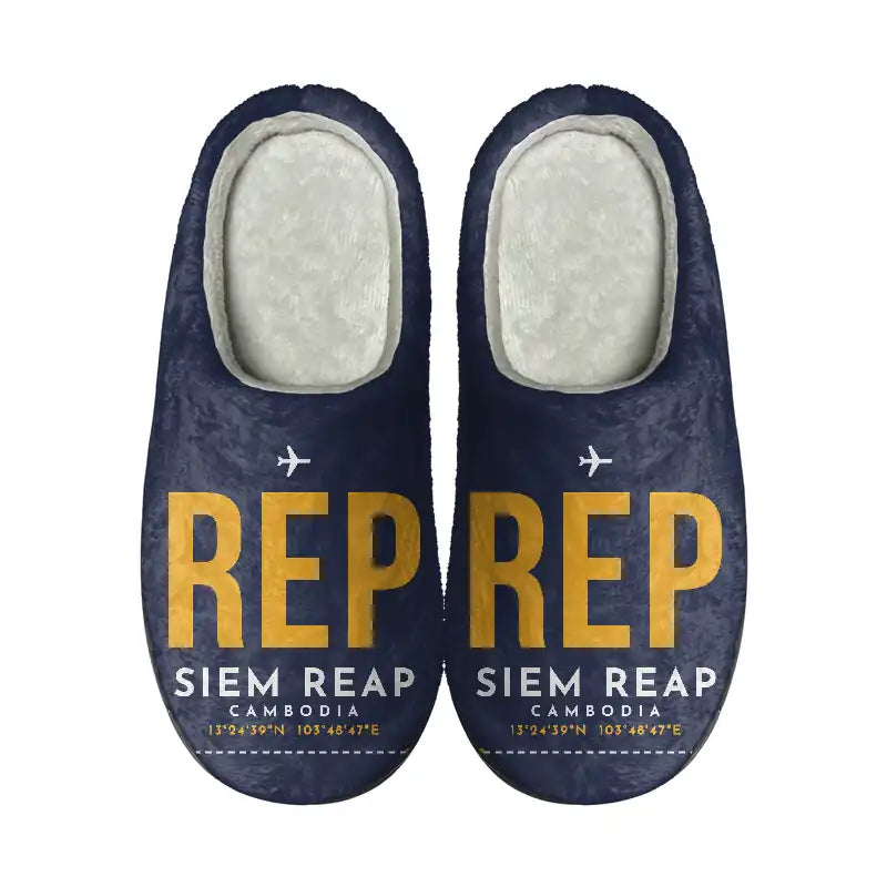 Siem Reap International Airport (REP) Slippers & Flip Flops - Slippers - Cotton - Code - Same - Navy Blue