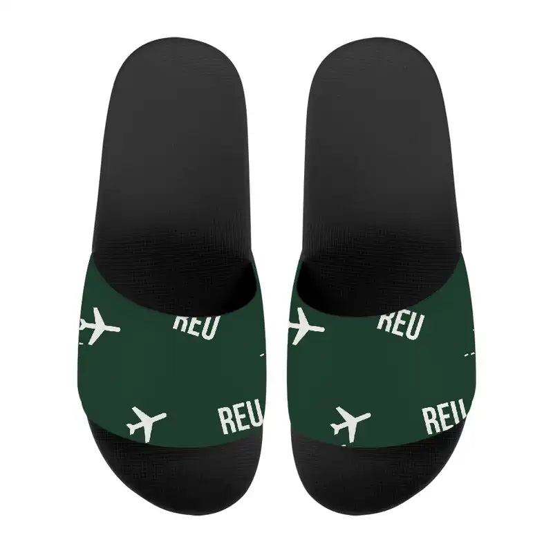 Reus Airport (REU) Slippers & Flip Flops - Slippers - Sport - Pattern - Dark Green