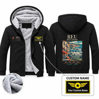 Thumbnail for Reus Airport (REU) Zipped Sweatshirts - Poster + Name - Black