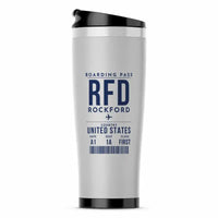 Thumbnail for Rockford International Airport (RFD) Travel Mugs - Boarding Pass - Stainless Steel (No Holder) - Light Gray