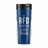 Thumbnail for Rockford International Airport (RFD) Travel Mugs - ID Tag + Name - Plastic (No Holder) - Blue
