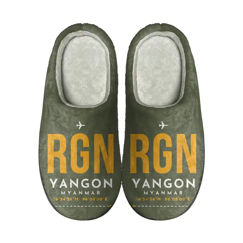 Yangon International Airport (RGN) Slippers & Flip Flops - Slippers - Cotton - Code - Same - Green Army