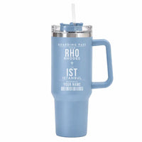 Thumbnail for Rhodes Airport Diagoras (RHO) Stainless Steel Mugs - Customizable Boarding Pass - 40oz Car Mug - Light Blue