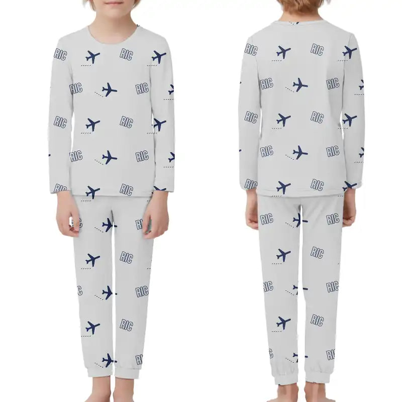 Richmond International Airport (RIC) Pajamas - Children Pajamas - Light Gray
