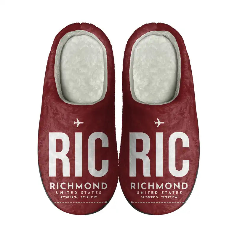 Richmond International Airport (RIC) Slippers & Flip Flops - Slippers - Cotton - Code - Same - Dark Red