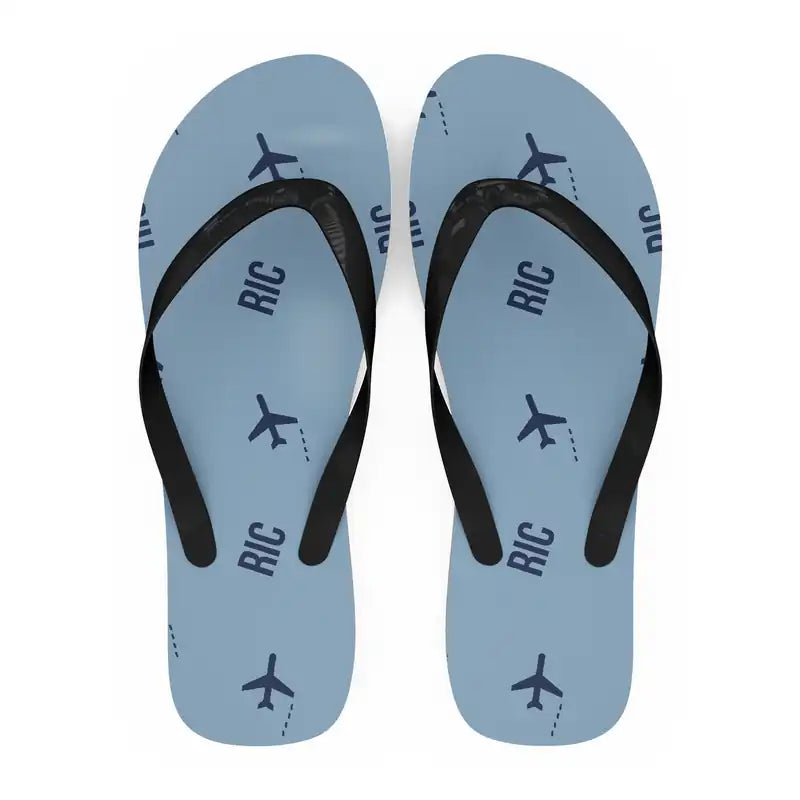 Richmond International Airport (RIC) Slippers & Flip Flops - Slippers - Flip Flops - Pattern - Light Blue