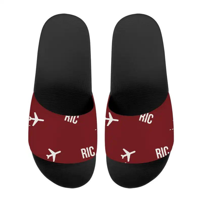 Richmond International Airport (RIC) Slippers & Flip Flops - Slippers - Sport - Pattern - Dark Red