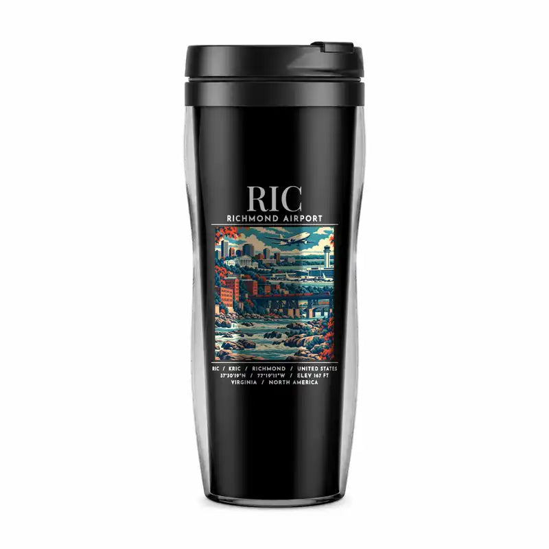Richmond International Airport (RIC) Travel Mugs - Poster - Plastic (No Holder) - Black