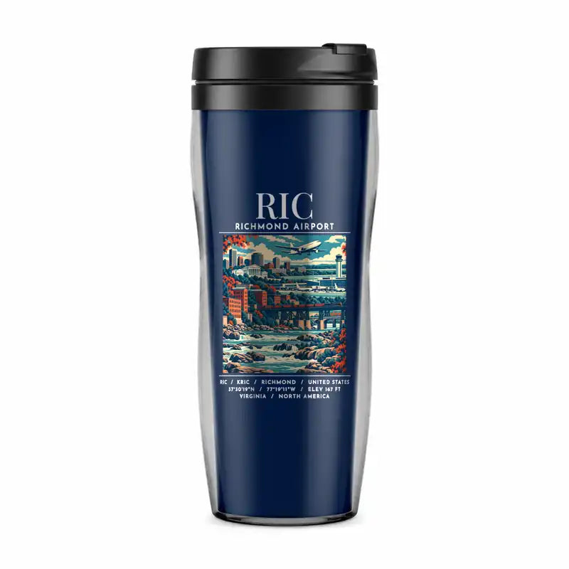 Richmond International Airport (RIC) Travel Mugs - Poster - Plastic (No Holder) - Dark Blue