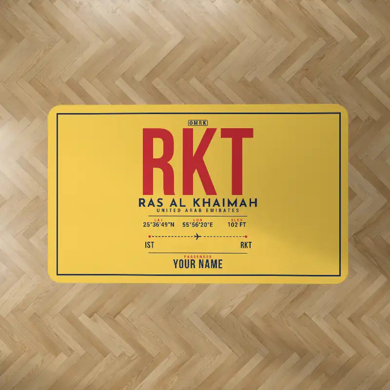Ras Al Khaimah International Airport (RKT) Carpets - Carpet Rectangle - ID Tag + Name - Yellow