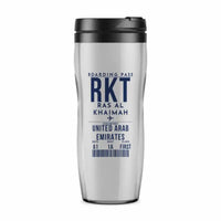 Thumbnail for Ras Al Khaimah International Airport (RKT) Travel Mugs - Boarding Pass - Plastic (No Holder) - Light Gray