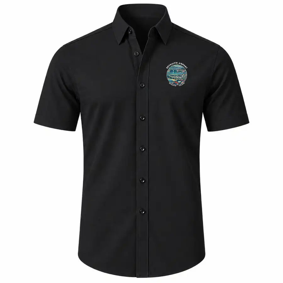 Reykjavík Airport (RKV) Shirts - Short Sleeve Shirt - Badge - Black