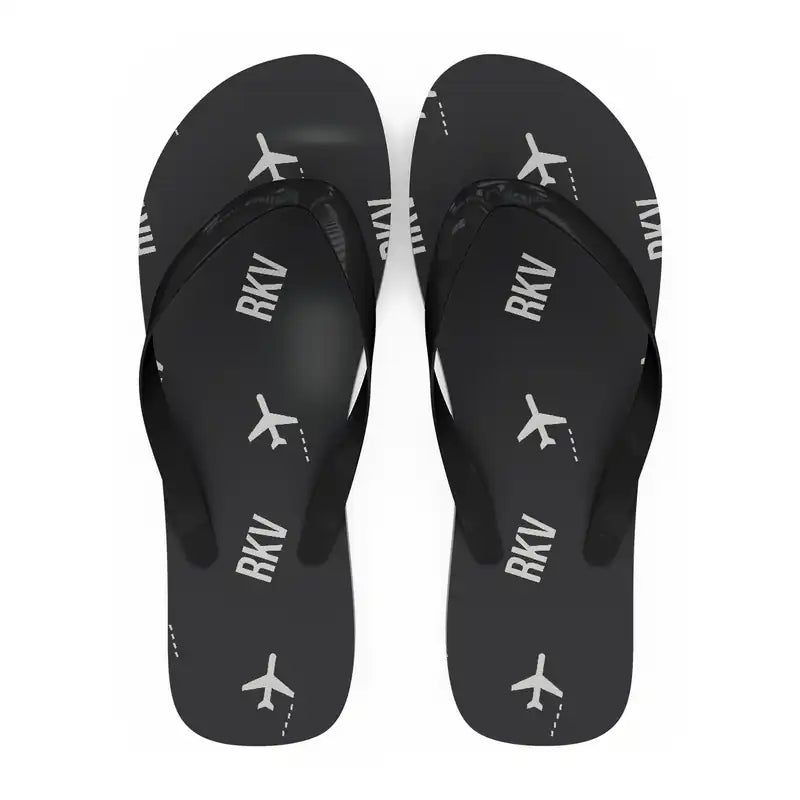 Reykjavík Airport (RKV) Slippers & Flip Flops - Slippers - Flip Flops - Pattern - Black