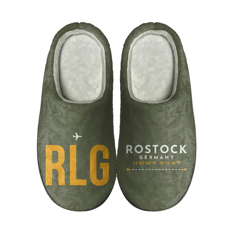 Rostock-Laage Airport (RLG) Slippers & Flip Flops - Slippers - Cotton - Code - Different - Green Army