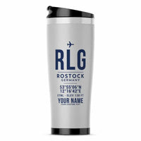 Thumbnail for Rostock-Laage Airport (RLG) Travel Mugs - ID Tag + Name - Stainless Steel (No Holder) - Light Gray