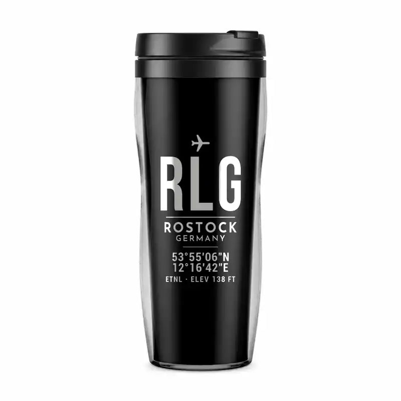 Rostock-Laage Airport (RLG) Travel Mugs - ID Tag - Plastic (No Holder) - Black