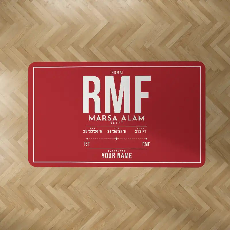 Marsa Alam International Airport (RMF) Carpets - Carpet Rectangle - ID Tag + Name - Red