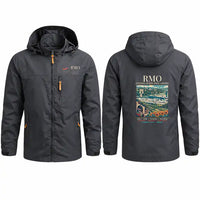 Thumbnail for Chisinau Eugen Doga International Airport (RMO) Stylish Jackets - Hooded Windbreaker - Poster - Charcoal