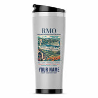 Thumbnail for Chisinau Eugen Doga International Airport (RMO) Travel Mugs - Poster + Name - Stainless Steel (No Holder) - Light Gray