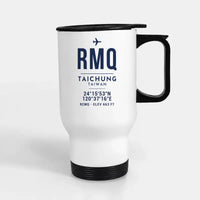 Thumbnail for Taichung International Airport (RMQ) Travel Mugs - ID Tag - Stainless Steel with Holder - White