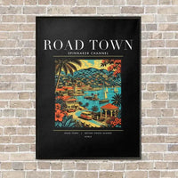 Thumbnail for ROAD TOWN - Poster - Canvas Framed - Black