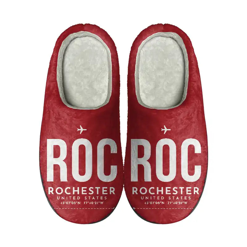 Frederick Douglass Greater Rochester International Airport (ROC) Slippers & Flip Flops - Slippers - Cotton - Code - Same - Red