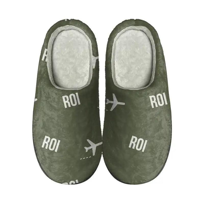 Roi Et Airport (ROI) Slippers & Flip Flops - Slippers - Cotton - Pattern - Green Army