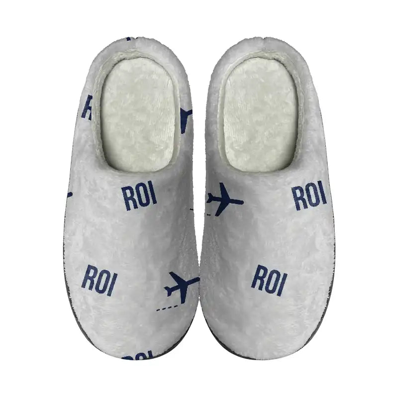 Roi Et Airport (ROI) Slippers & Flip Flops - Slippers - Cotton - Pattern - Light Gray