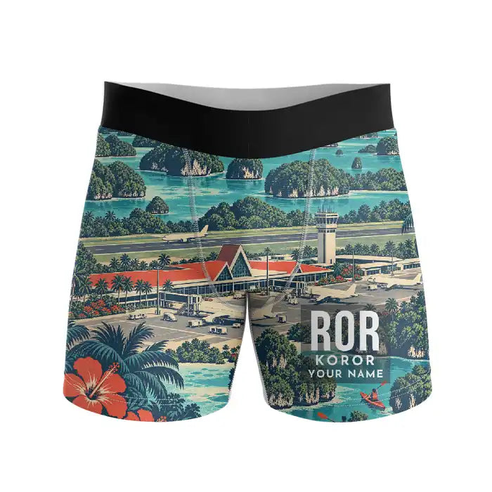 Palau Roman Tmetuchl International Airport (ROR) Men Boxers - Scene + Name