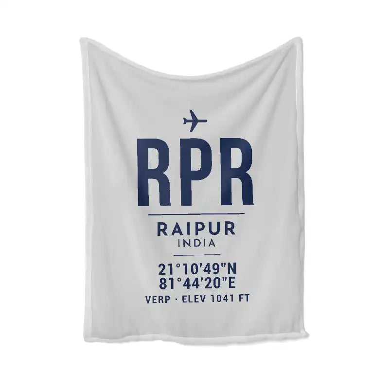 Swami Vivekananda Airport (RPR) Bedding Sets & Blankets - Blanket - ID Tag - Light Gray