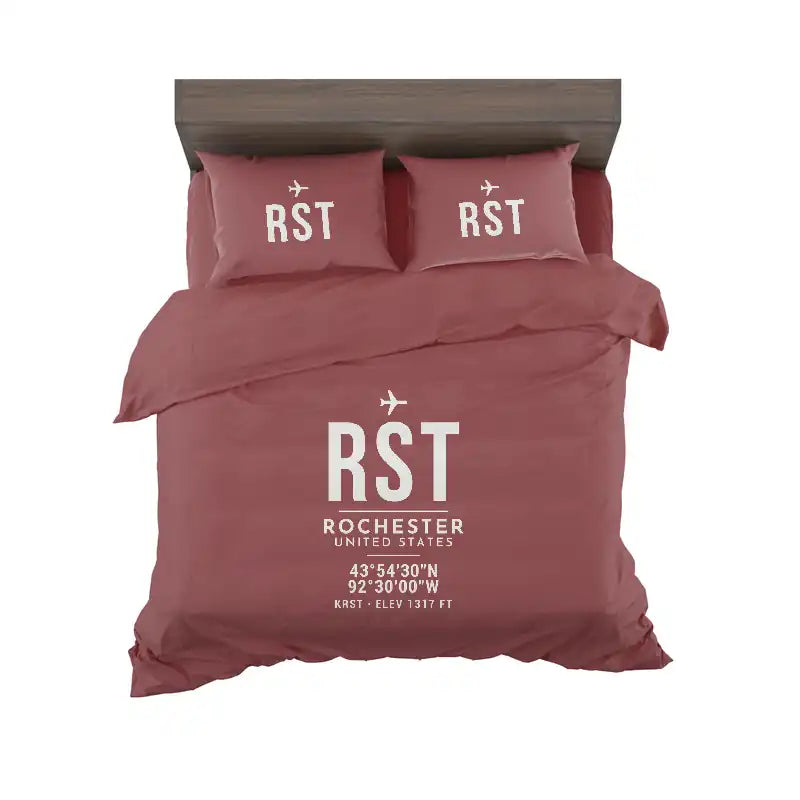 Rochester International Airport (RST) Bedding Sets & Blankets - Bedding Set - ID Tag - Dark Red