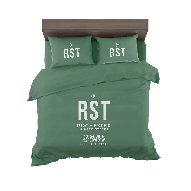 Rochester International Airport (RST) Bedding Sets & Blankets - Bedding Set - ID Tag - Green