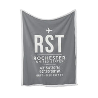 Thumbnail for Rochester International Airport (RST) Bedding Sets & Blankets - Blanket - ID Tag - Gray