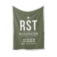 Thumbnail for Rochester International Airport (RST) Bedding Sets & Blankets - Blanket - ID Tag - Green Army