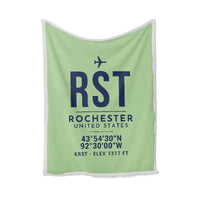 Thumbnail for Rochester International Airport (RST) Bedding Sets & Blankets - Blanket - ID Tag - Light Green