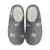 Thumbnail for Rochester International Airport (RST) Slippers & Flip Flops - Slippers - Cotton - Pattern - Gray