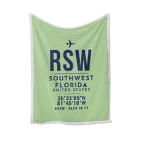 Thumbnail for Southwest Florida International Airport (RSW) Bedding Sets & Blankets - Blanket - ID Tag - Light Green