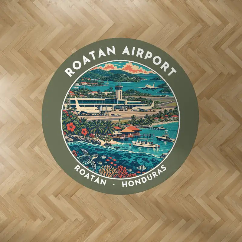 Roatán Juan Manuel Gálvez International Airport (RTB) Carpets - Carpet Round - Badge - Green Army