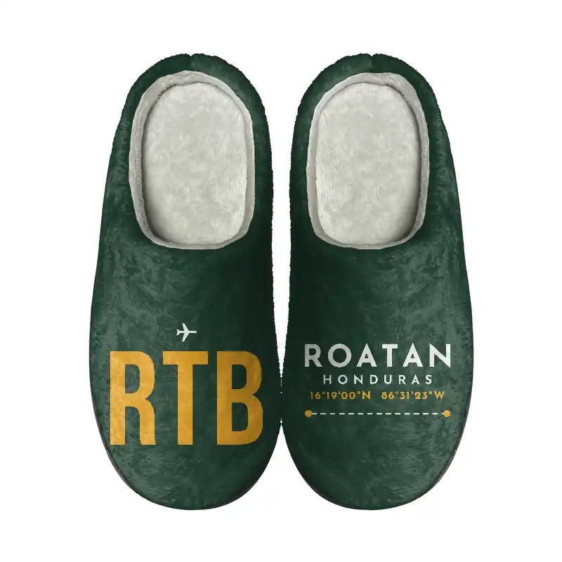 Roatán Juan Manuel Gálvez International Airport (RTB) Slippers & Flip Flops - Slippers - Cotton - Code - Different - Dark Green