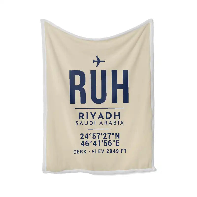 King Khalid International Airport (RUH) Bedding Sets & Blankets - Blanket - ID Tag - Beige