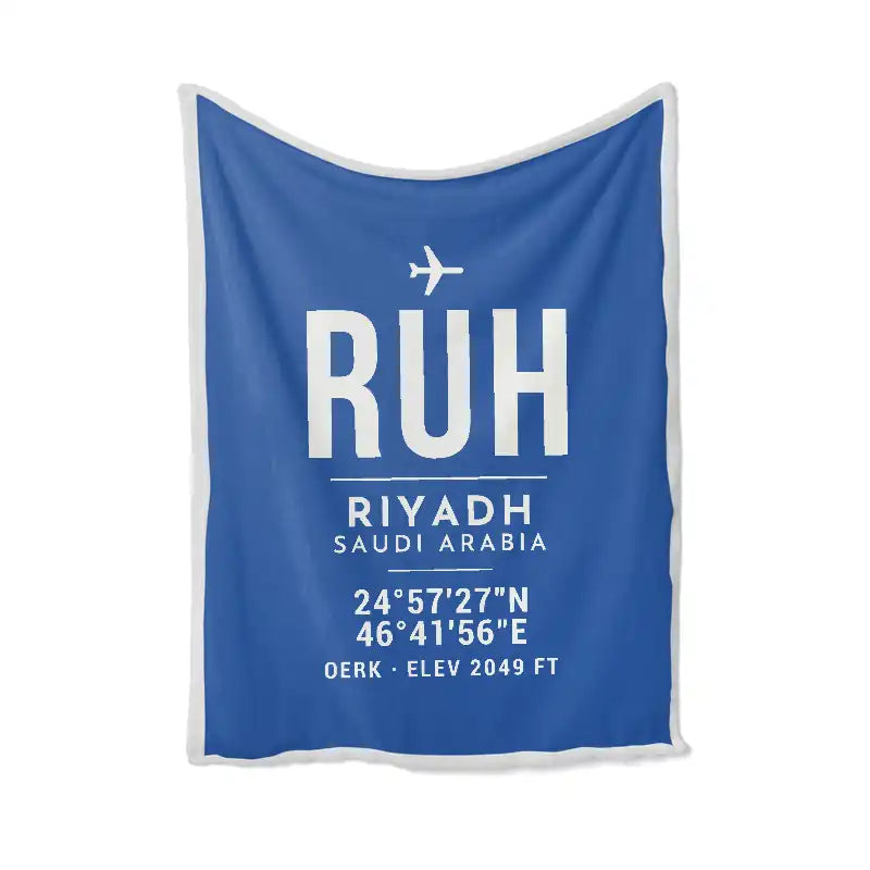 King Khalid International Airport (RUH) Bedding Sets & Blankets - Blanket - ID Tag - Blue