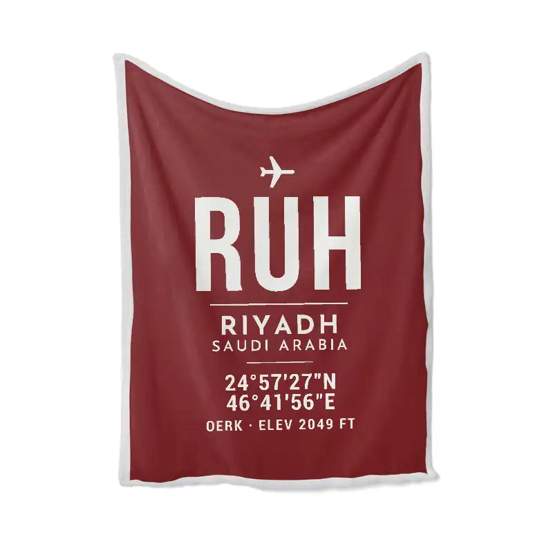 King Khalid International Airport (RUH) Bedding Sets & Blankets - Blanket - ID Tag - Dark Red