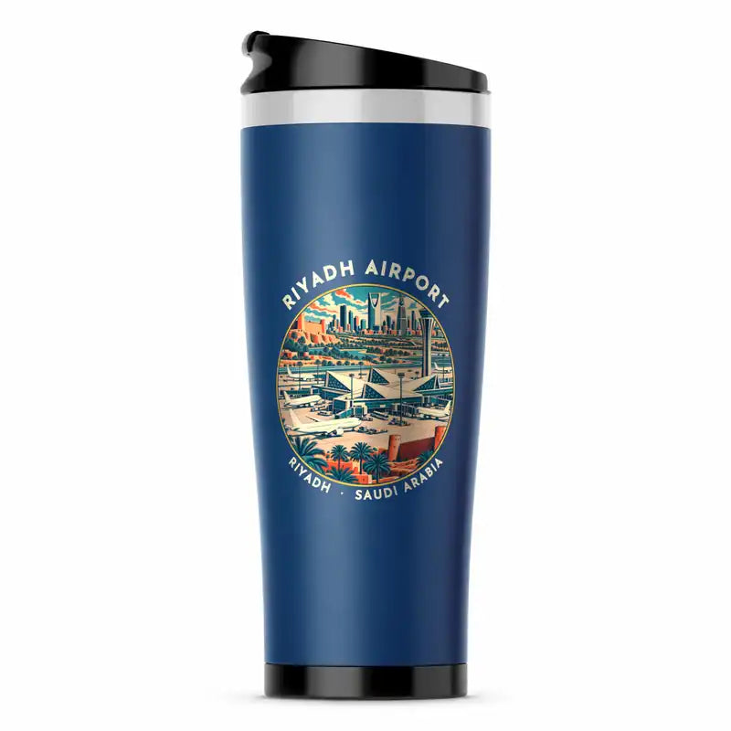 King Khalid International Airport (RUH) Travel Mugs - Badge - Stainless Steel (No Holder) - Blue