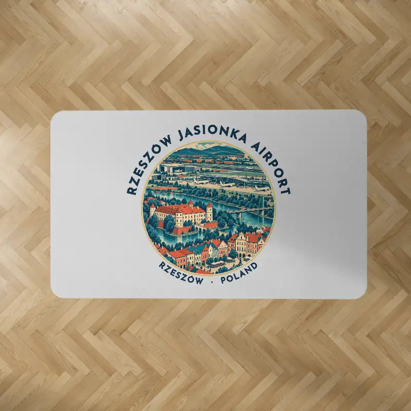 Rzeszów-Jasionka Airport (RZE) Carpets - Carpet Rectangle - Badge - Light Gray