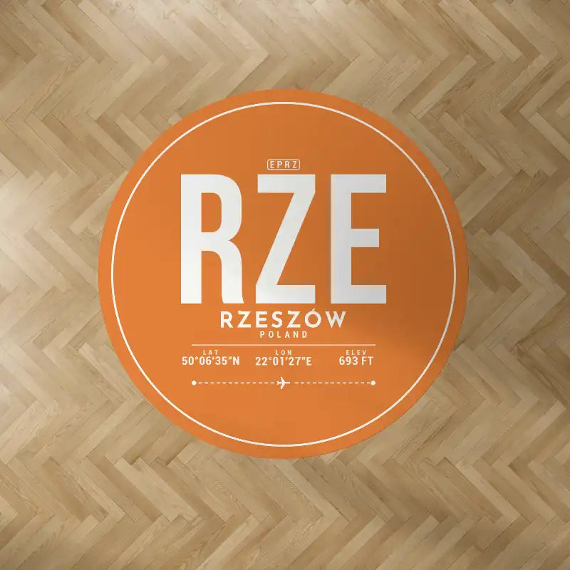 Rzeszów-Jasionka Airport (RZE) Carpets - Carpet Round - ID Tag - Orange