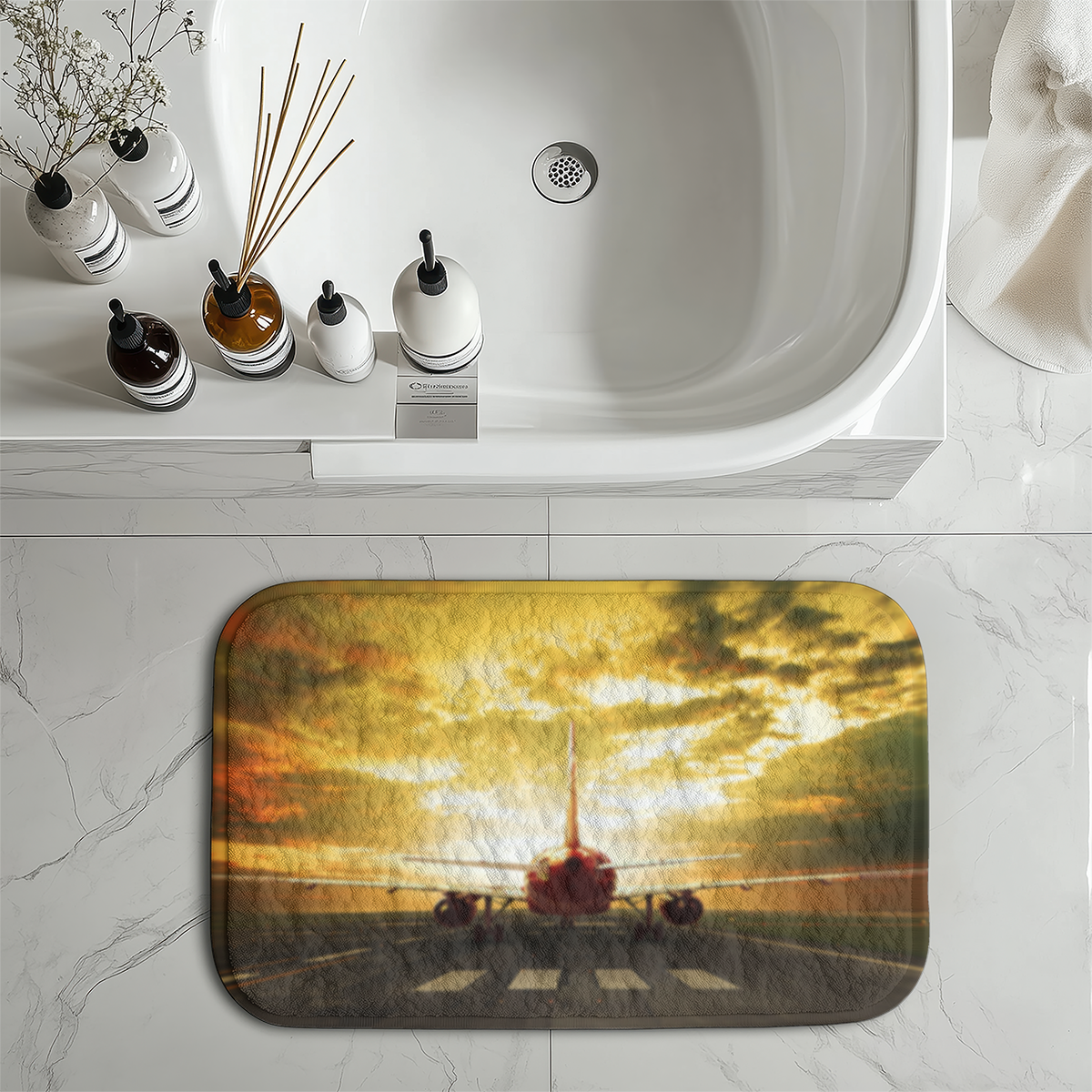 Ready for Departure Passanger Jet Designed Bath Mats