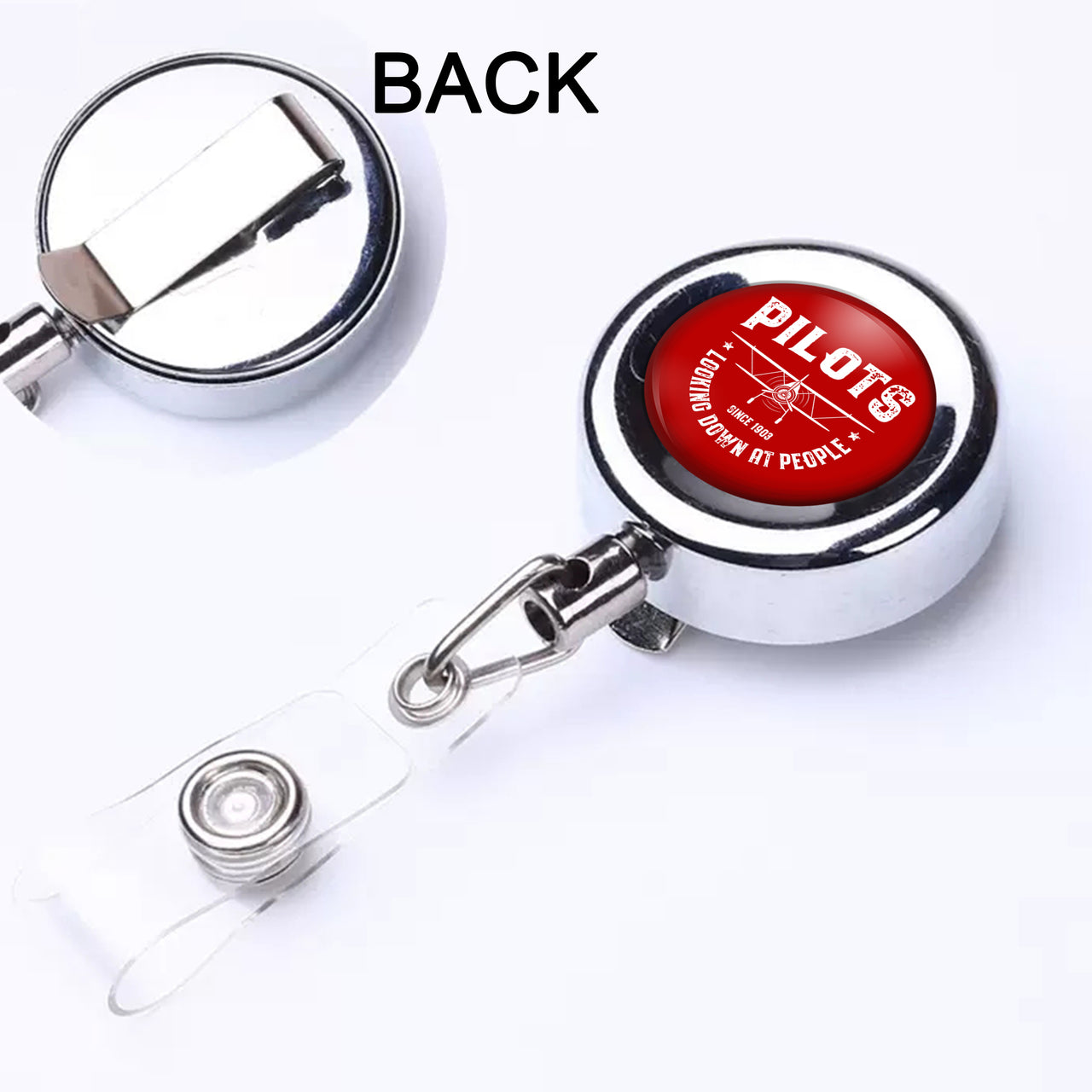 Pilots Looking Down at People Since 1903 Designed Retractable ID Card Badge