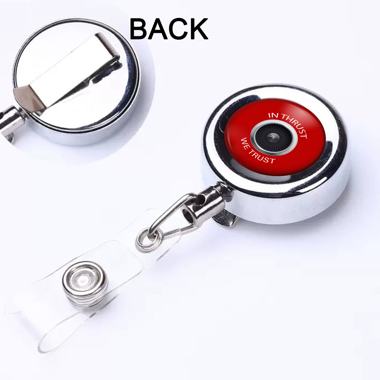 In Thrust We Trust Designed Retractable ID Card Badge