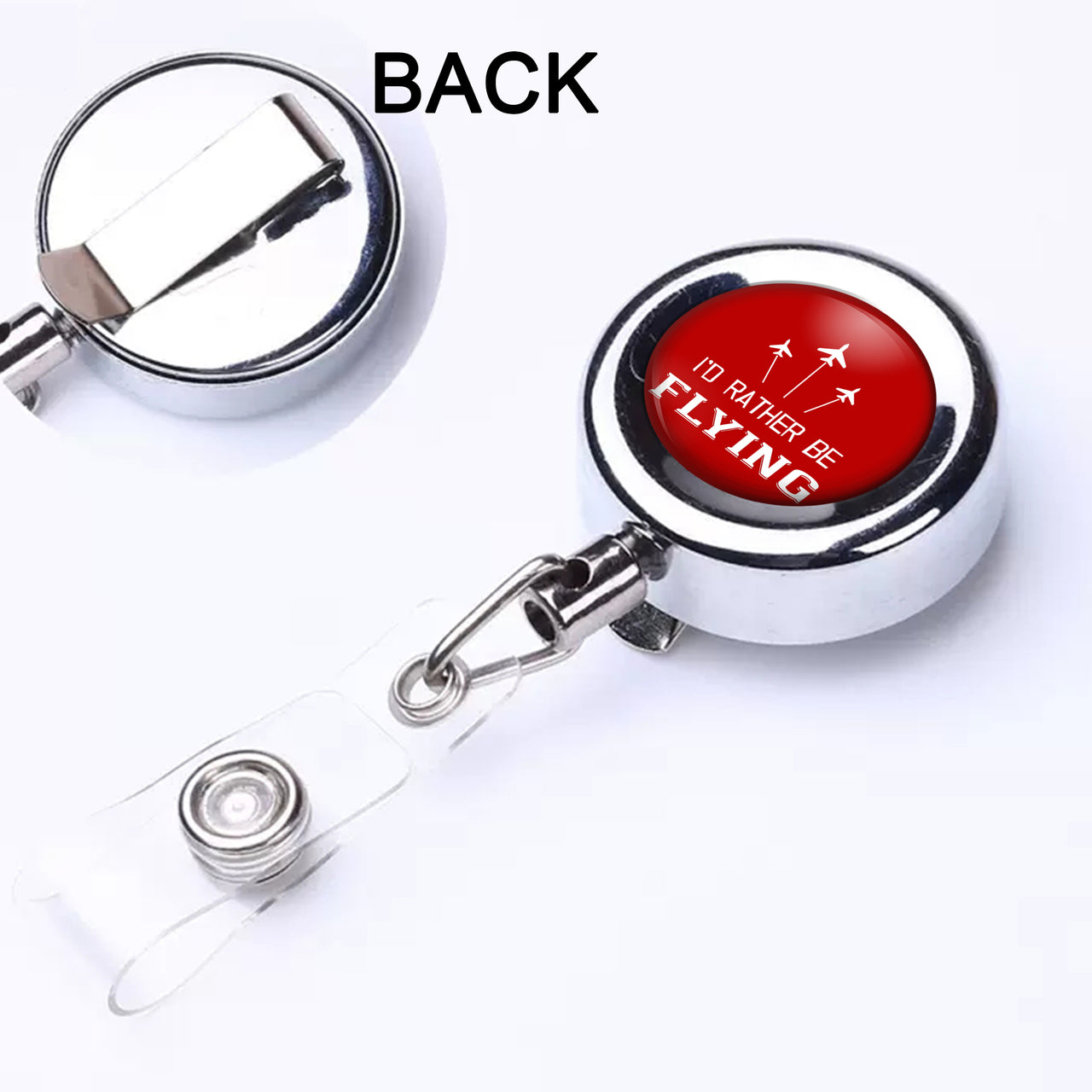 I'D Rather Be Flying Designed Retractable ID Card Badge