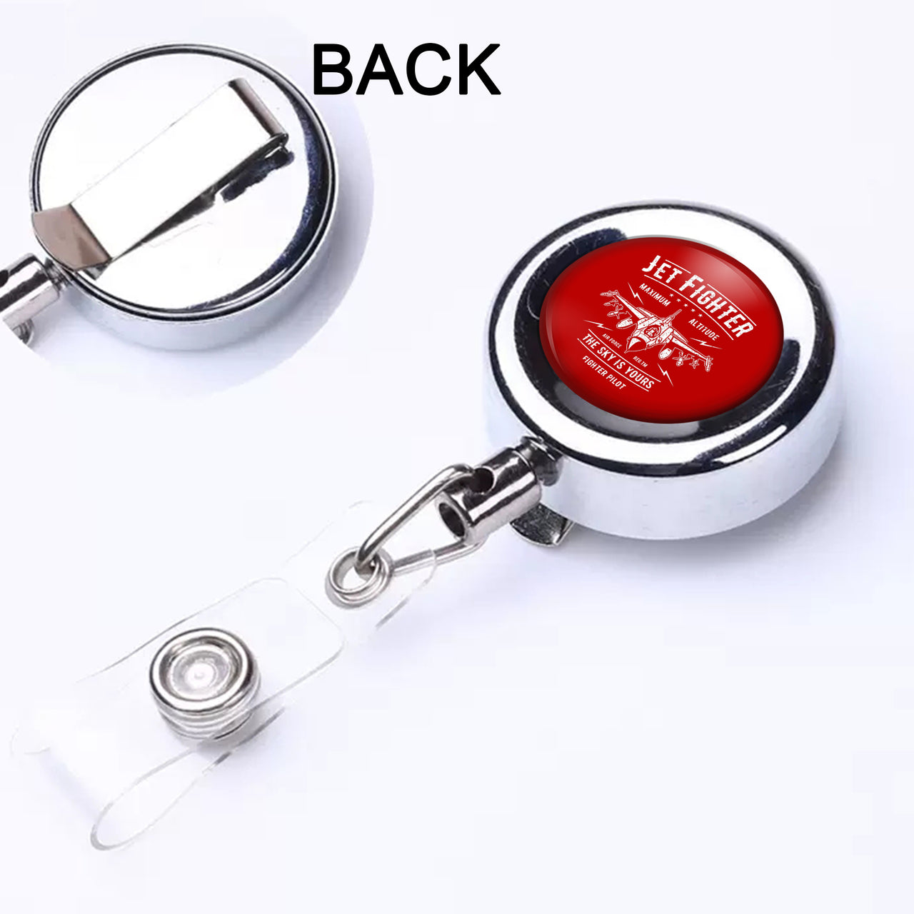 Jet Fighter - The Sky is Yours Designed Retractable ID Card Badge